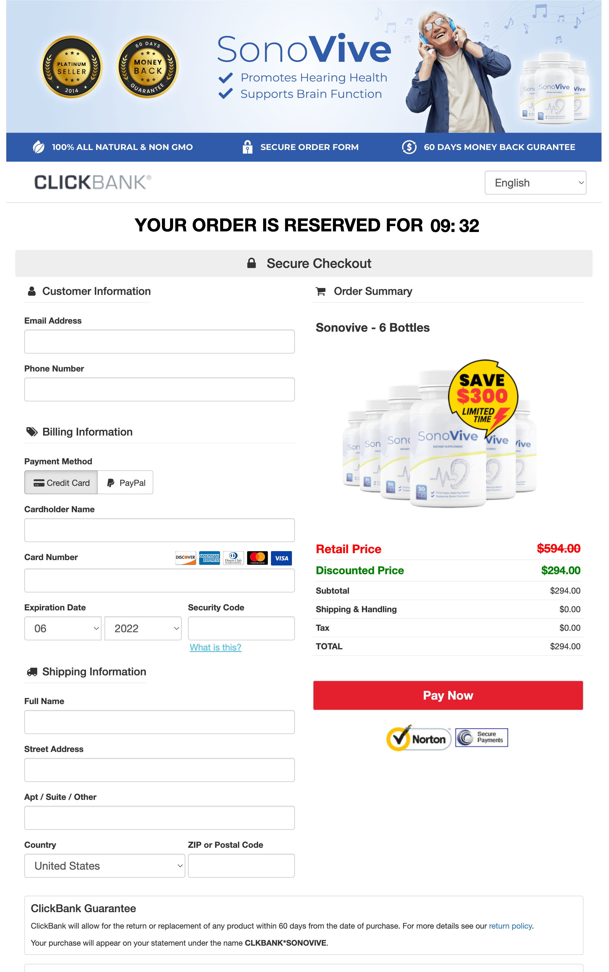 SonoVive - Order Page